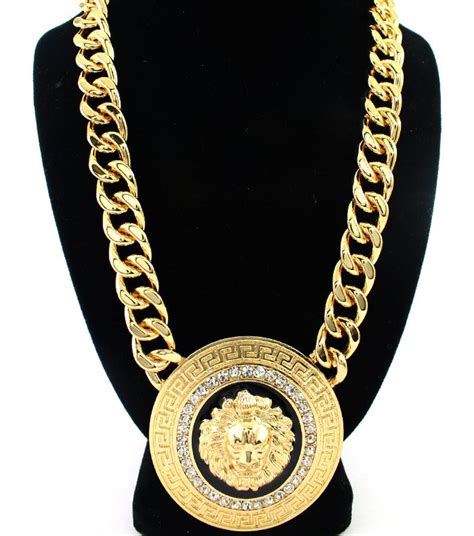 versace necklace gold|authentic versace lion necklace.